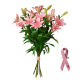 BUKETT ROSA LILJOR MED ROSA BANDET
